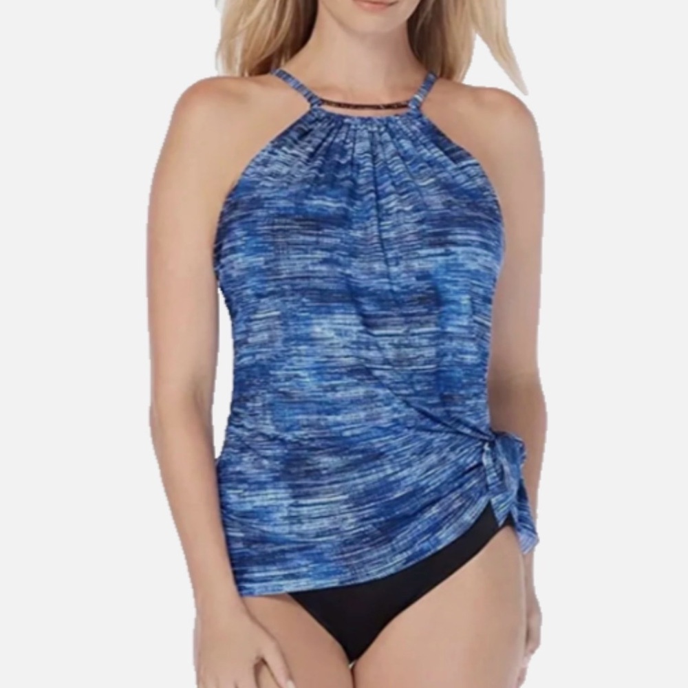 Magicsuit Parker Blue Halter One Piece Swimsuit
